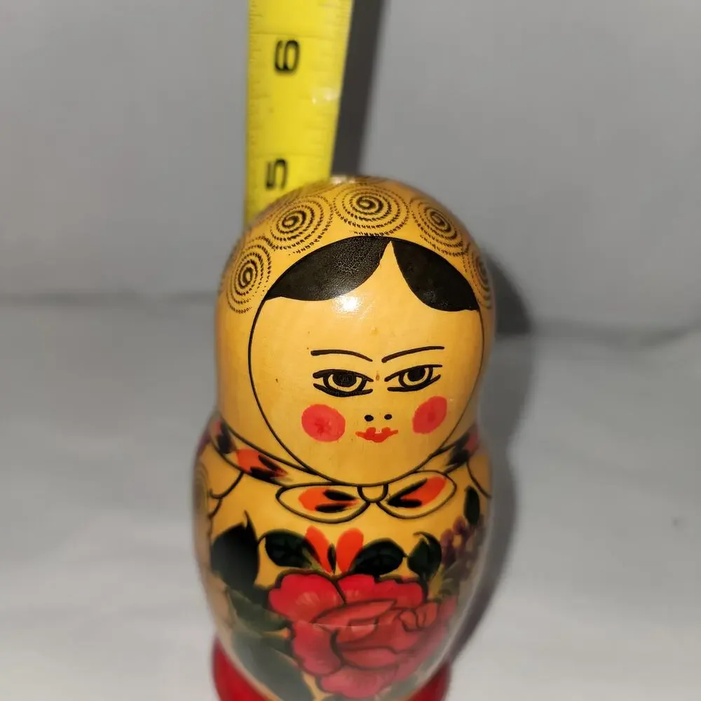 Matryoshka Set 6 Wooden Wood stacking dolls toy nesting Russian tea Toy Collect